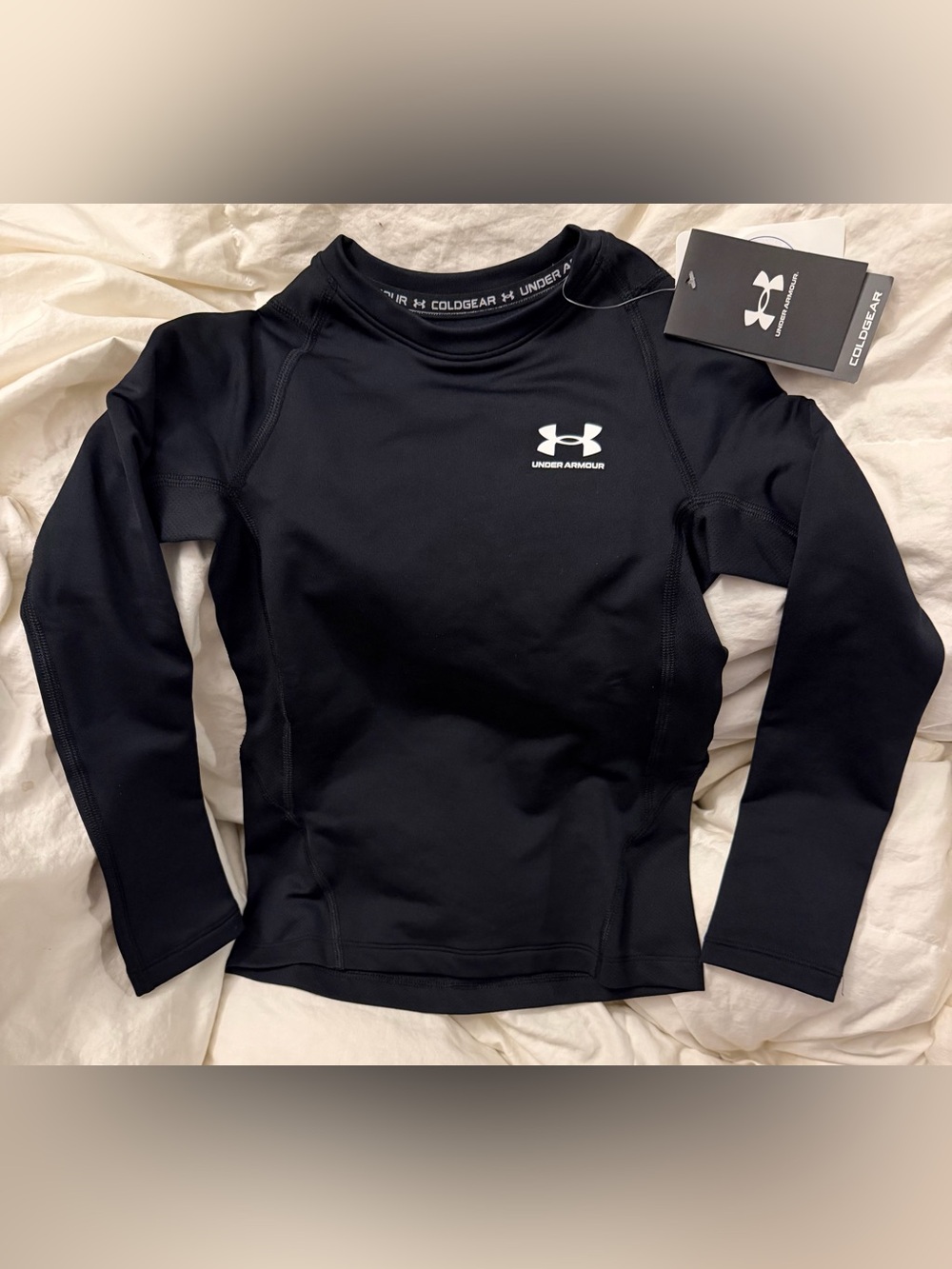 Under Armour Black ColdGear Crewneck Top; Youth XS